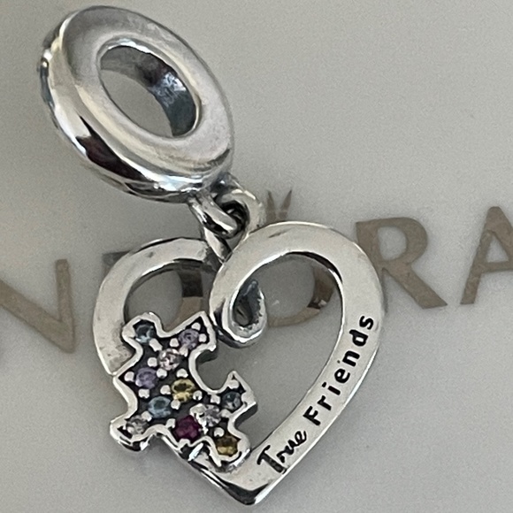 PANDORA PUZZLE PIECE HEARTS SPLITTABLE FRIENDSHIP DANGLE CHARM - Picture 4 of 7